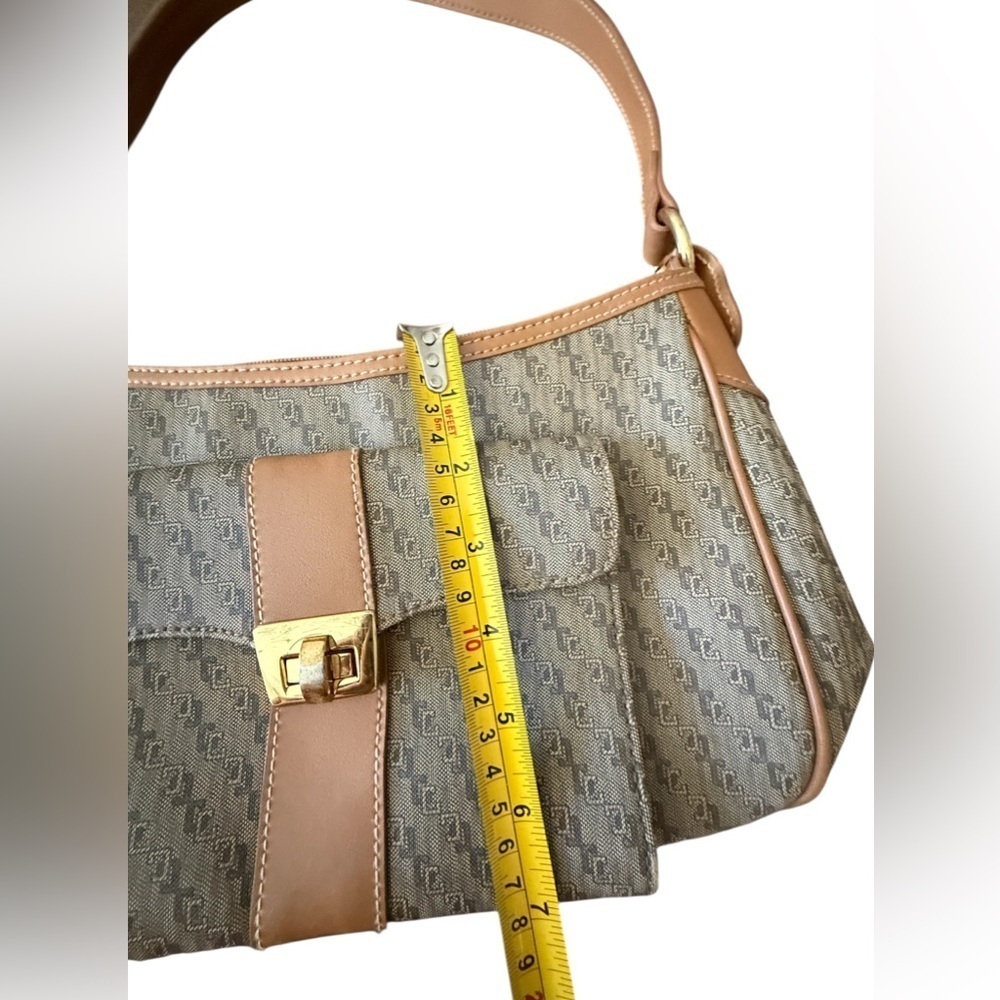 Y2k American Leather Brown Monogram Shoulder Bag - Picture 3 of 5